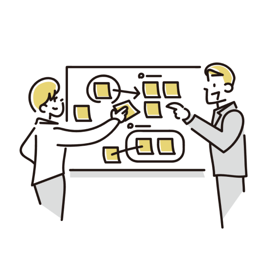 発信情報の整理とマニュアル化のイラスト